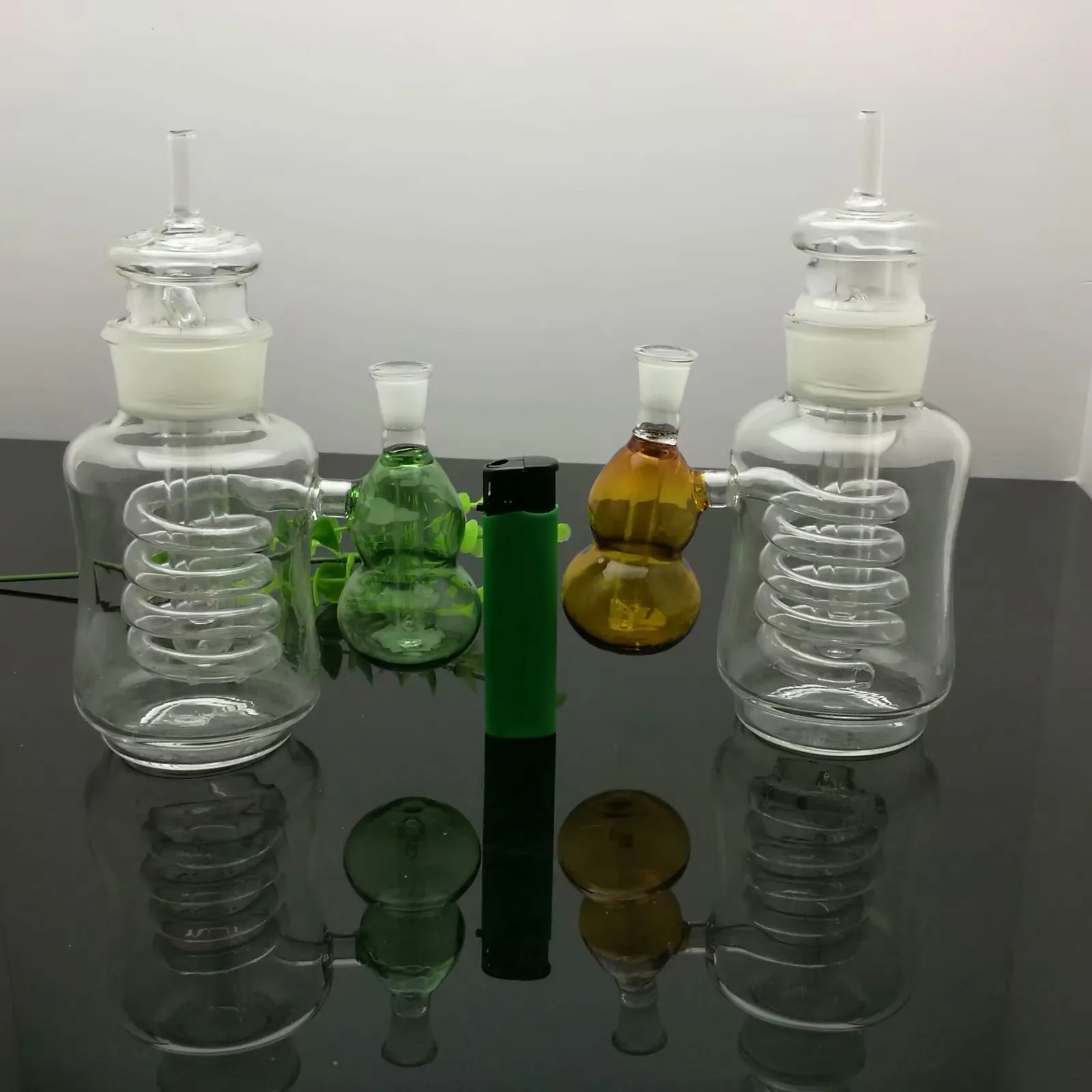 Beglazing glazen waterleiding met kalebas Groothandel Glazen waterpijpen Oliebrander Glazen Waterleidingen Booreilanden Roken Gratis Verzending