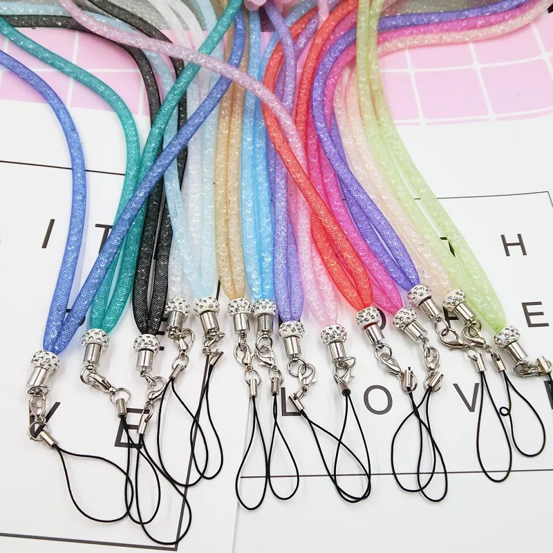 Shiny Shiny Diamond Phone Bling Lanyard With Long Neck Chain