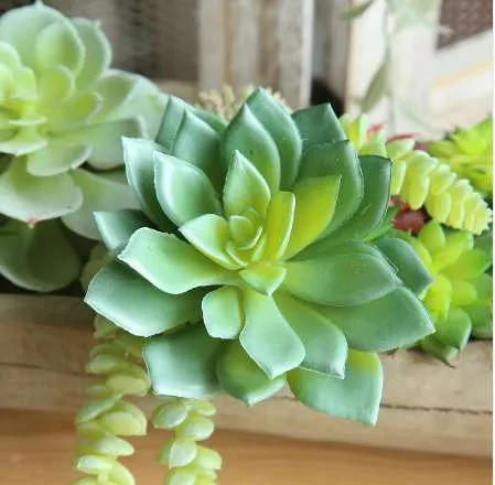 Nuevo 1 pieza de plantas artificiales flor de loto suculenta falsa para decoración de jardín de oficina DIY planta carnosa decoración del hogar MW17700
