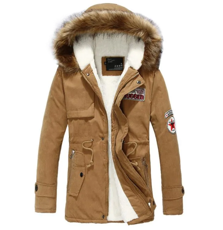 Parka Männer Mäntel Winter Jacke Männer Schlank Verdicken Fell Kapuze Outwear Warme Mantel Top Marke Kleidung Casual Herren Mantel Veste homme Tops