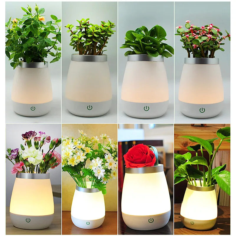 Blommor Vase Lampa USB LED Atmosphere Light Novelty Bedside Night Lights Table Desk Lamp Presenter Christmas Kids Home Decoration