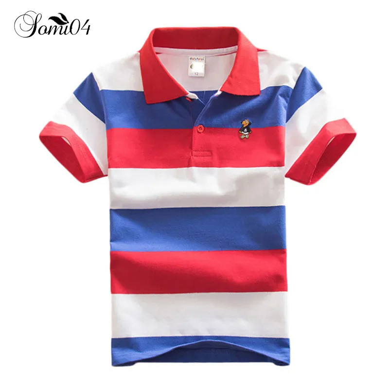 3 pcs Enfants Garçon Polo Chemises D'été À La Mode Coloré Rayé À Manches Courtes Chemise Enfants Polo Usine En Gros