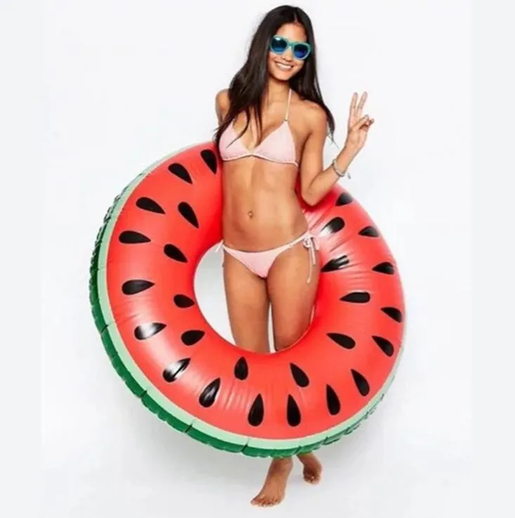 Uppblåsbara vattenmelon simma ring fritid simbassäng luftmadrass vatten float stolar vuxen strand leksak vatten sport flottor