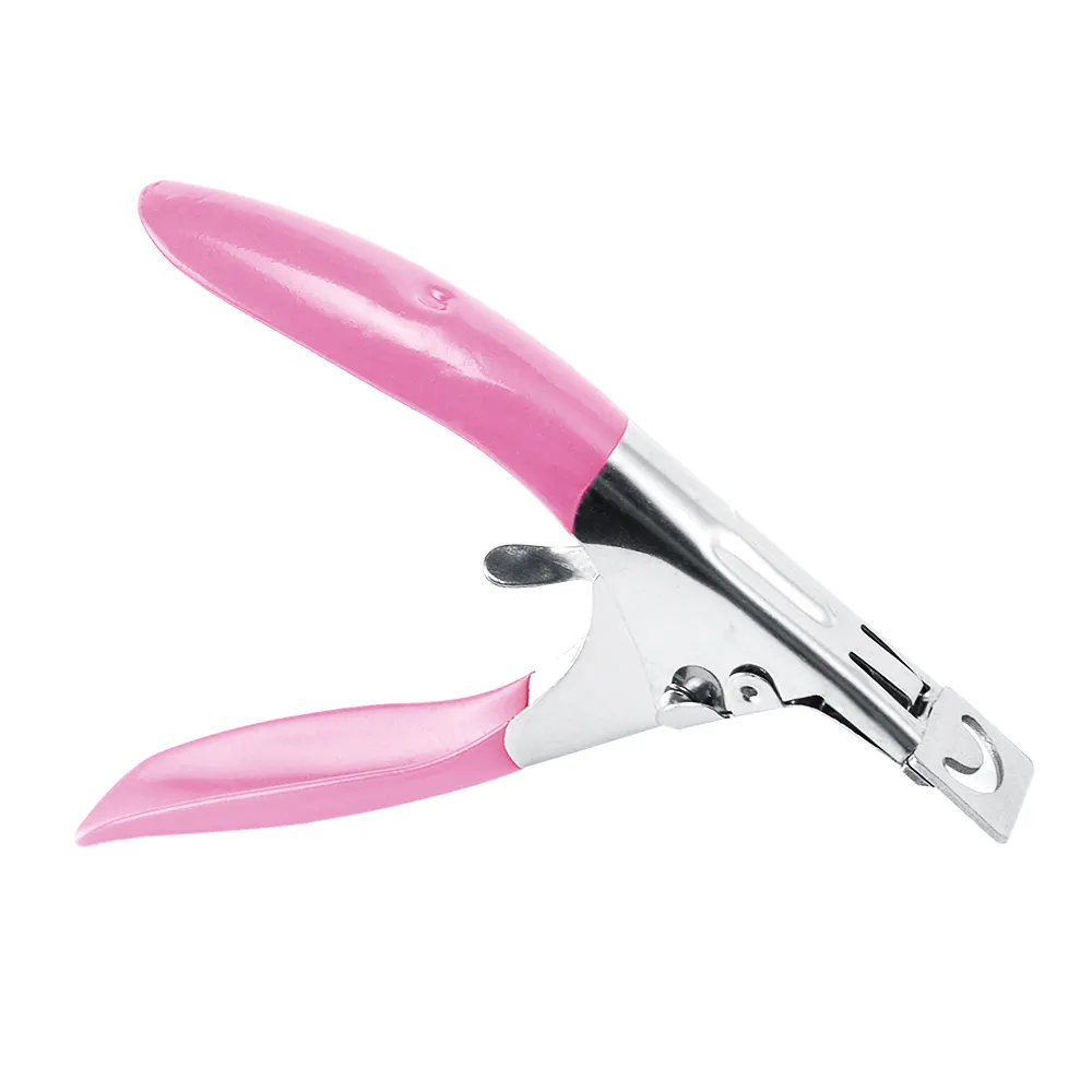 Manicure Nail Cutter Rvs Nail Clipper Acrylic Gel False Nail Tip Cutter Clipper Tool U-vormige Clipper Kleur Willekeurig Rood en Roze