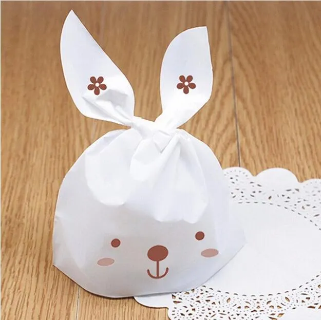 Wedding Cake Box Cute Plastic Bag Gift Bag Rabbit Ear Biscuit Candy Bags for Party Food Cookie Packaging GA24