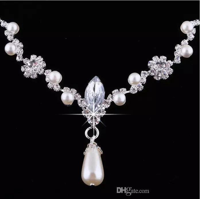 Bling joyería nupcial perlas de imitación de la novia de baile de la boda conjuntos de joyas 2016 collar pendientes de la cenicienta accesorios de la nueva 2018