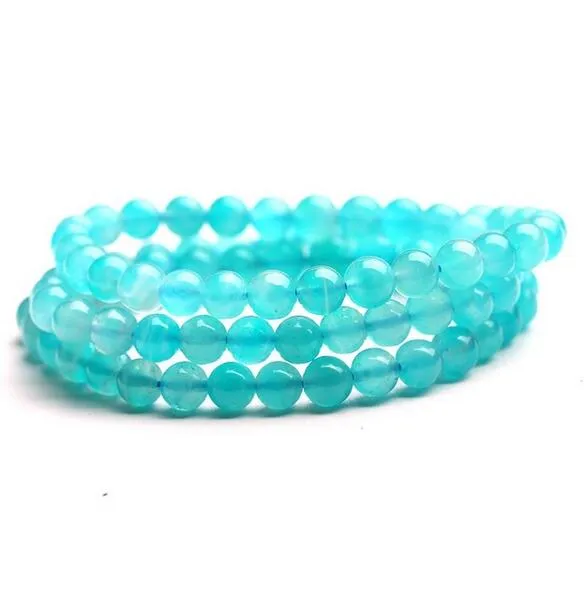 With Certificate 6mm CRYSTAL Bracelet Amazonite 3 turns Bracelet Precious Crystal Bracelet Jade Jewelry Fine Jewelry