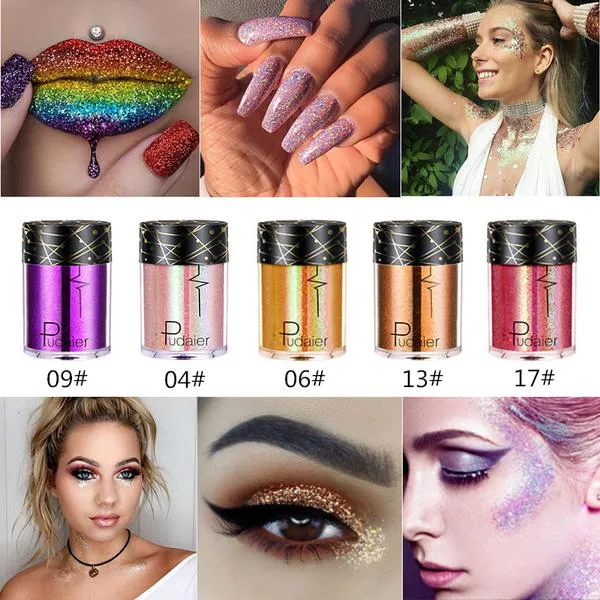 Pudaier Eyes Glitter Laser Holografische Oogschaduw Glamoureuze Diamanten Blaze Shimmer Pigment Eye Shadow Festival Party Make-up