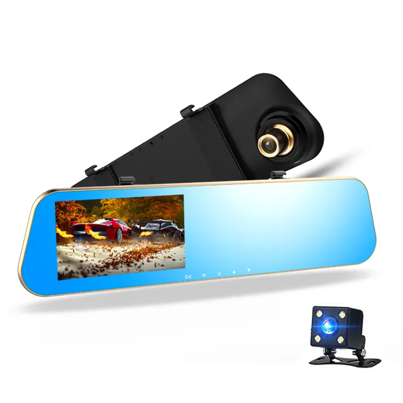 4,3 pouces double lentille CAR DVR L910 Full HD 1080P 140 degrés G-Sensor Surveillance du stationnement Détection de mouvement One Key Lock Cycle Recording Carcam