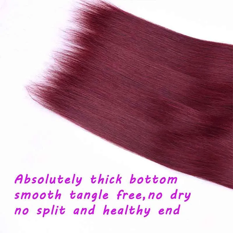 Brasiliansk Burgundy Human Hair 4 Bundles Färgad Brasiliansk 99 # Vin Röd Virgin Hair Weave Wholesale Brasilianska Human Hair Extensions