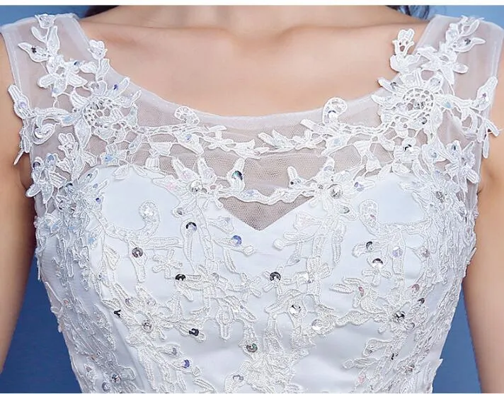 자수 레이스 웨딩 드레스 2017 새로운 패션 단순한 아플리케 신부 신부