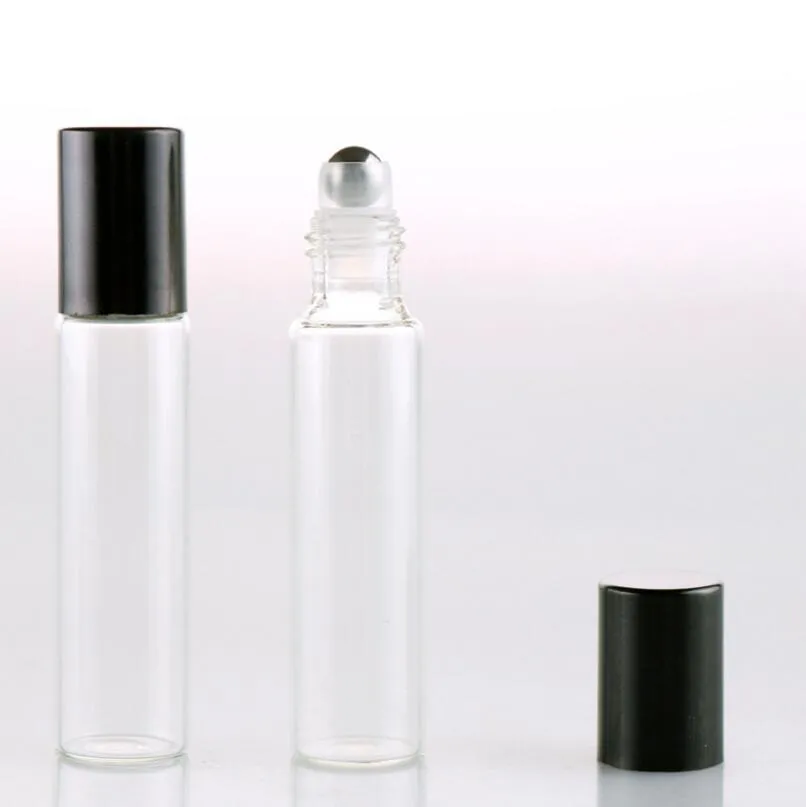 Fabriek prijs 10 ml lege rol op parfumflessen duidelijke essentiële olieglazen flessen kleine glazen roller container LX1188