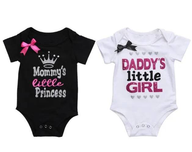 Pasgeboren baby meisje kleding zomer papa's kleine meisje letter print romper jumpsuit korte mouw Outfit katoenen baby baby kleding