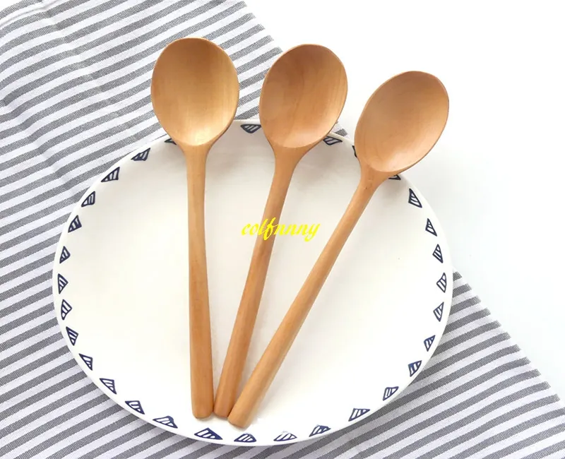 10 sztuk / partia 23.5 * 4 cm Wysokiej Jakości Łyżka Drewniana Flatware Narzędzie kuchenne Zupa Deserowe Coffee Mieszanie Lody Drewniane łyżki