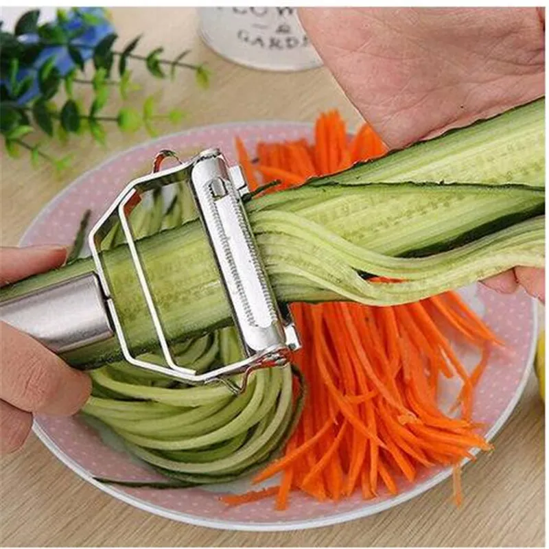 الشحن مجانا الفولاذ المقاوم للصدأ الخضروات مقشرة الملفوف واسعة الفم المباشر المطبخ سلطة أدوات سكين البطاطس مقشرة