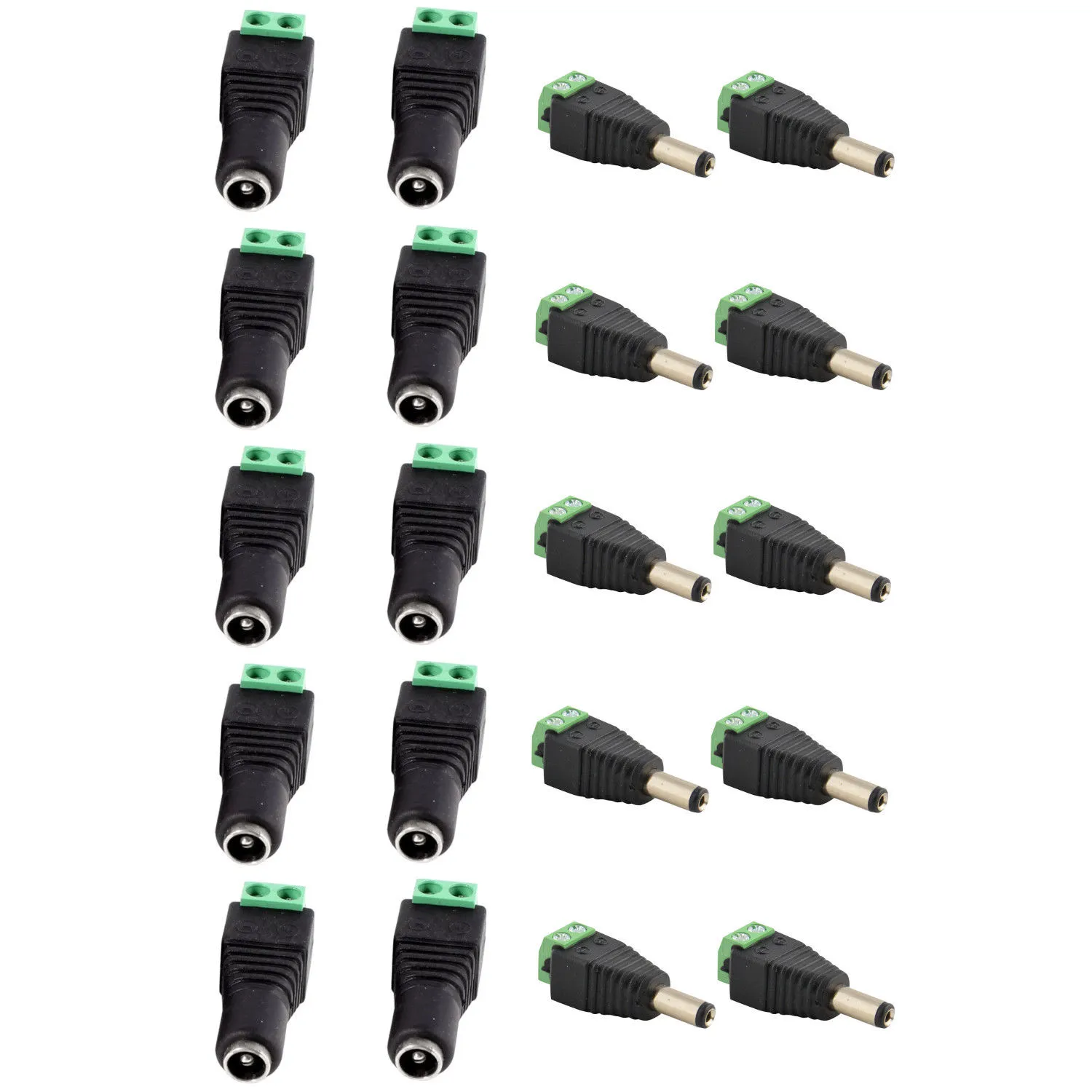 Belysningstillbehör 2,5 x 5,5 mm DC POWER KVINNOR OCH MALEPLOCK JACK ADAPTER CONNECTOR SOCKETT FÖR LED STRIP