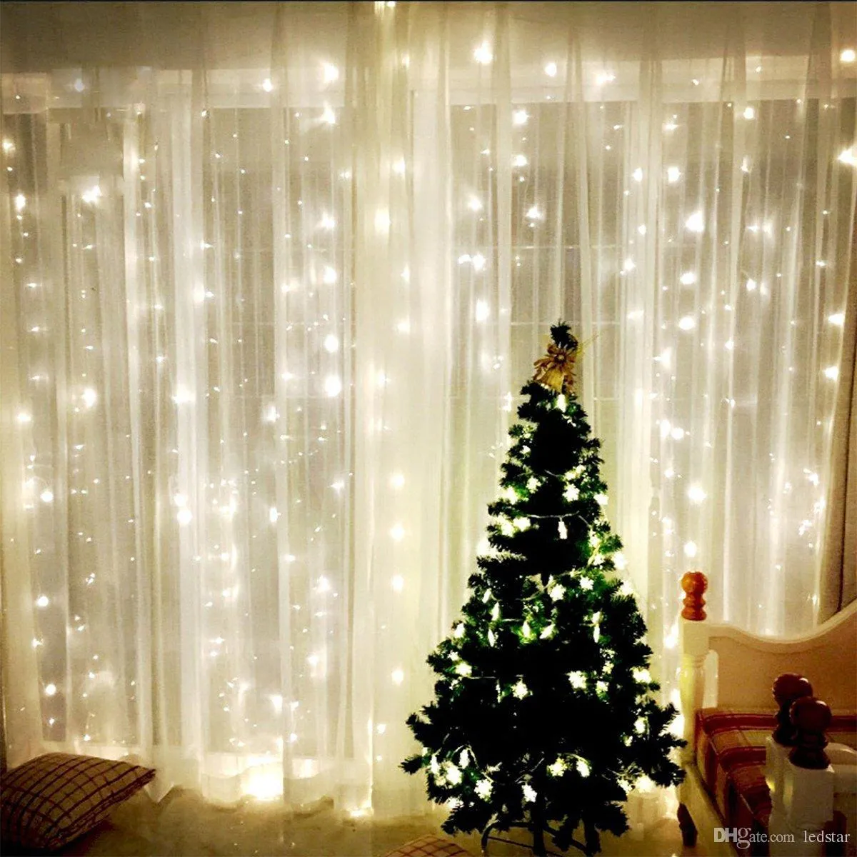 9.8ft X 9.8ft 3X3M 300 LED Luci Matrimonio Natale Stringa Festa di Compleanno Decorativa Per La Casa All'aperto Decorativo Ghirlande Tenda