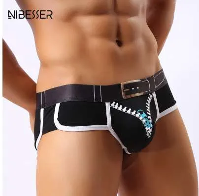 Nibesser Bomullsmän underkläder plus storlek Puch Pouch Zipper Printed Boxers Solid Underwear Men Boxer Ice Breattable Transparent
