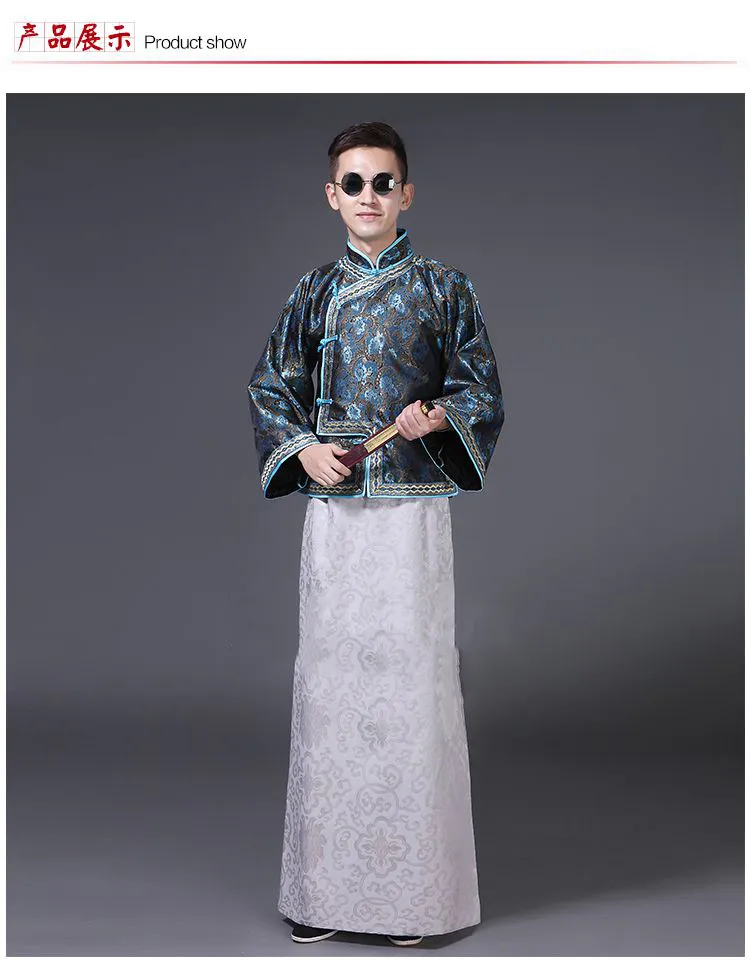 الصينية الرجال شيونغسام تانغ الدعوى زي الشرقية هانفو الذكور فستان القديم سلالة تشينغ الملابس الملابس العرقي التقليدي الصيني