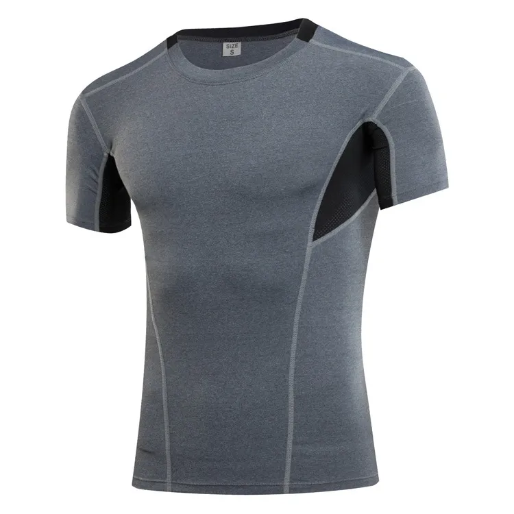 الرجال GYM رياضة الجري قمصان T خيارات ضيقة الجاف قصير كم رجل كمال الاجسام التدريب القمم الجوارب الرياضة قميص الركض