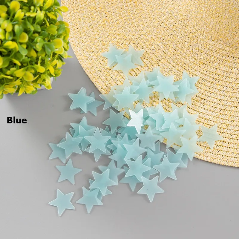 100 pçs / set 3d estrelas luminosas adesivos de parede brilham no escuro diy home decor para kids room sala decalque da parede