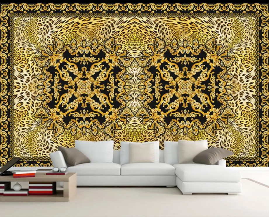 personalizar papel de parede luxuoso retro Europeia para paredes 3 d sala quarto papel de parede do fundo da parede 3d estereoscópica Leopard