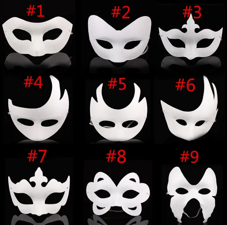 DIY WHITE PAPER Masks - 10Pcs Man & Animal Cat Cosplay Hand