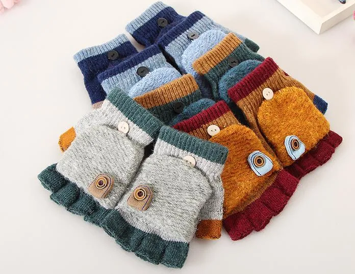 Enfants 039s dessin animé hiver gants chauds tout-petits filles garçons bébé enfants gants à tricoter Patchwork mitaines diverses couleurs5328507