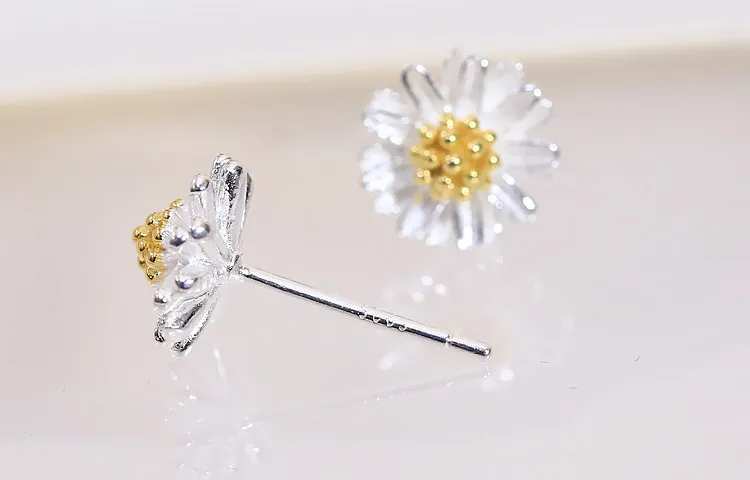 Fashion Female Flower Style Earring Genuine 925 Sterling silver Engagement wedding Stud Earrings for women Gift