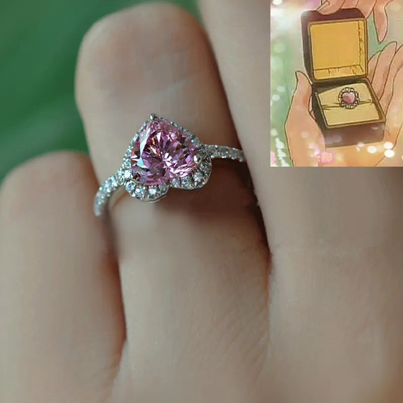 Cluster Ringe Bahamut Japanischer Anime Tsukino Chiba Mamoru Verlobungsring 925 Silber Finger für Mädchen Frauen Romantisch