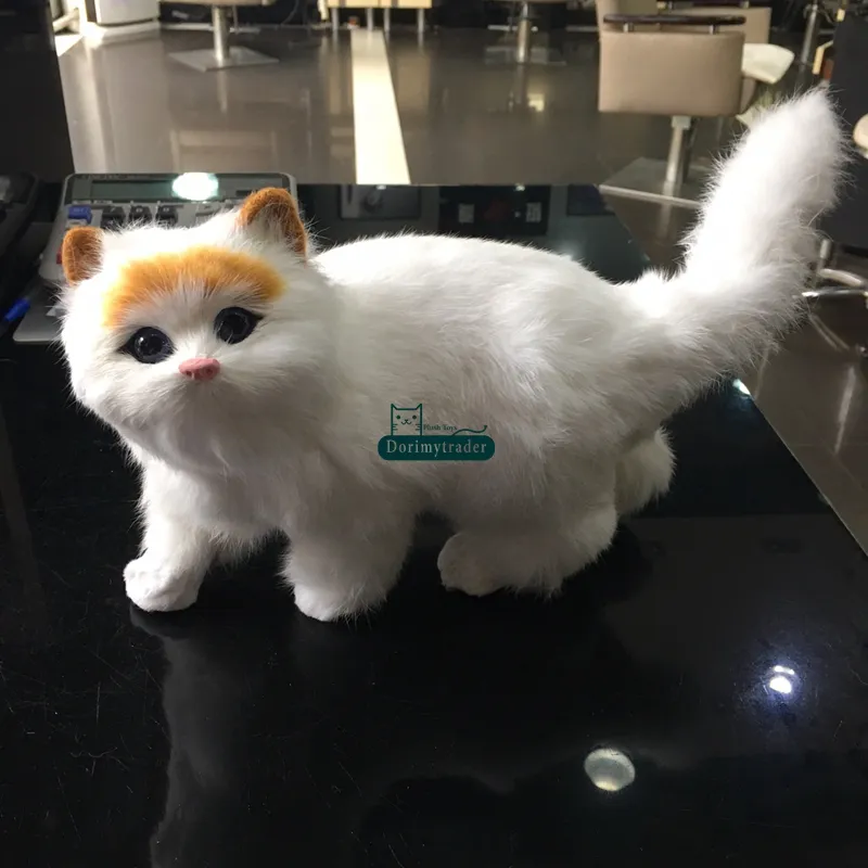 Dorimytrader lifelike cuddly animal cat plush toy realistic animals pet cats toy decoration gift 35 x 20cm DY80020