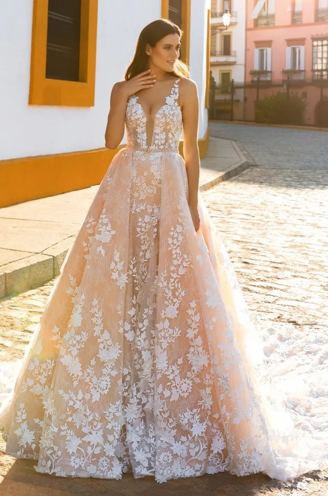 Champagne and lace wedding dress top