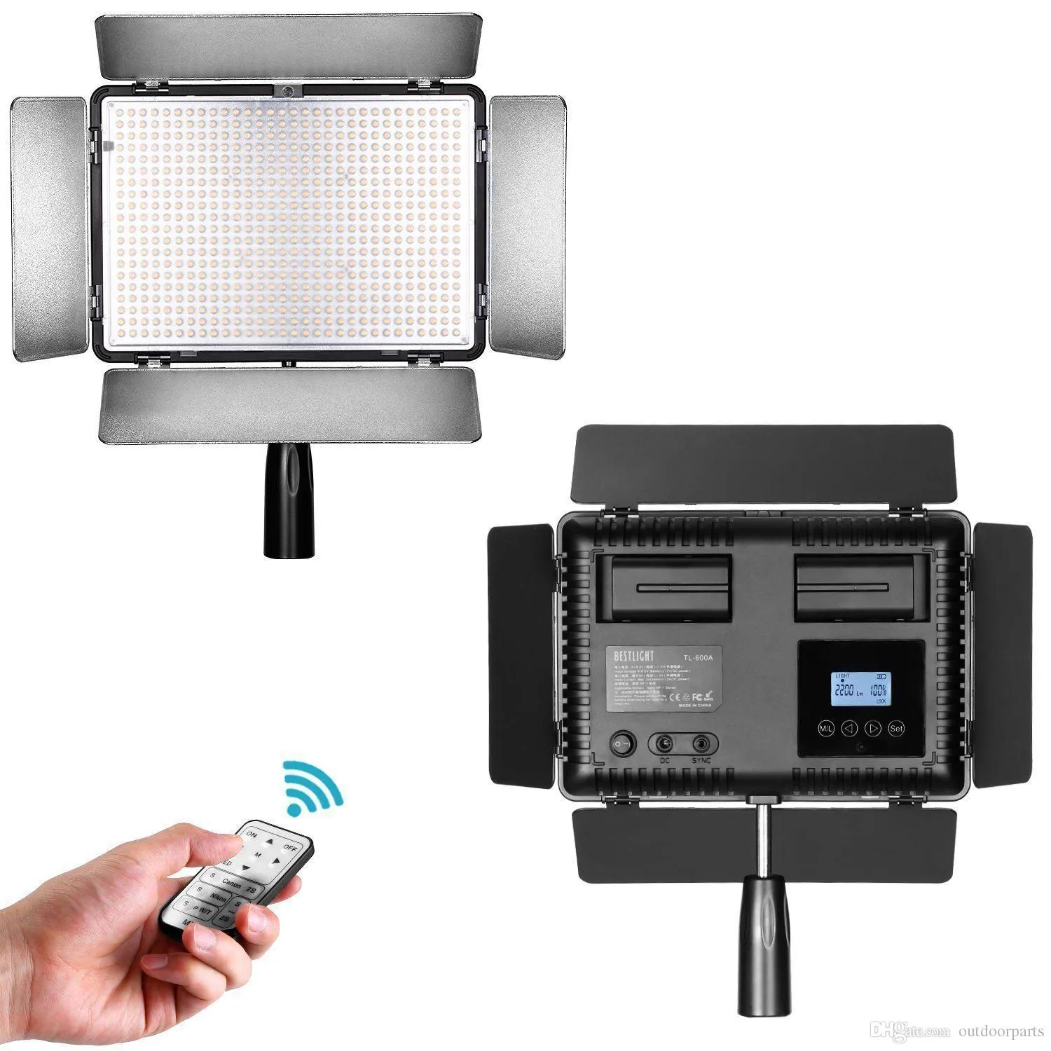 Travor TL 600A LED Video Light with LCD Panel Infrared Remote Built in LCD Display Adjustable Brightness Powerful Illumination for Filmmaking