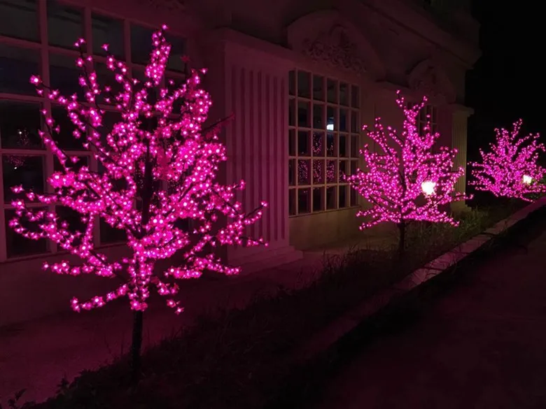 Artificial LEVOU Flor De Cerejeira Árvore noite Luz Novo ano de Natal Decoração de casamento Luzes 1.5 M ~ 3 M CONDUZIU a luz da árvore decoração de casamento