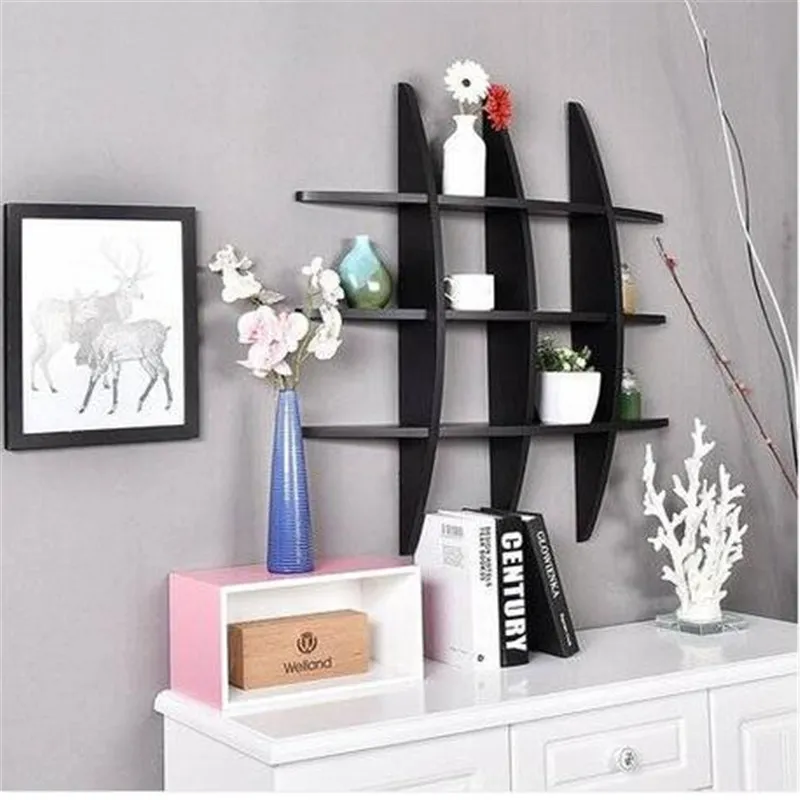 Free shipping Wholesales Cross Display Wall Shelf MDF Black Storage Holders & Racks Home Storage & Organization