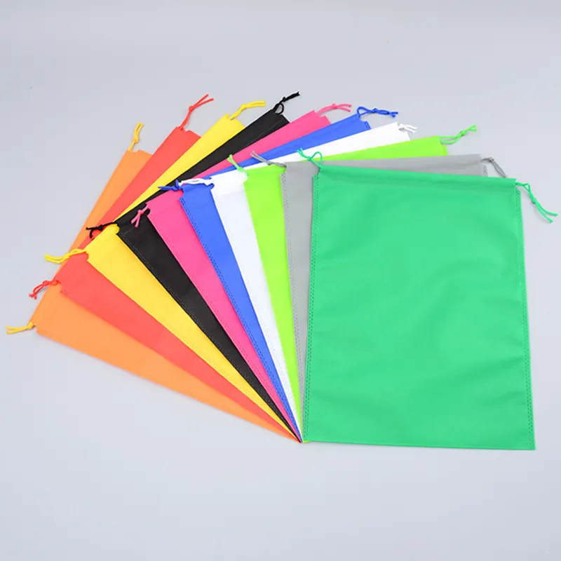 Non Woven Storage Dust Bag For Clothes Shoes Packaging For Handbag Travel Sundries Storage Pull Rope Organization Bags 10COlors DHL HH7-1223