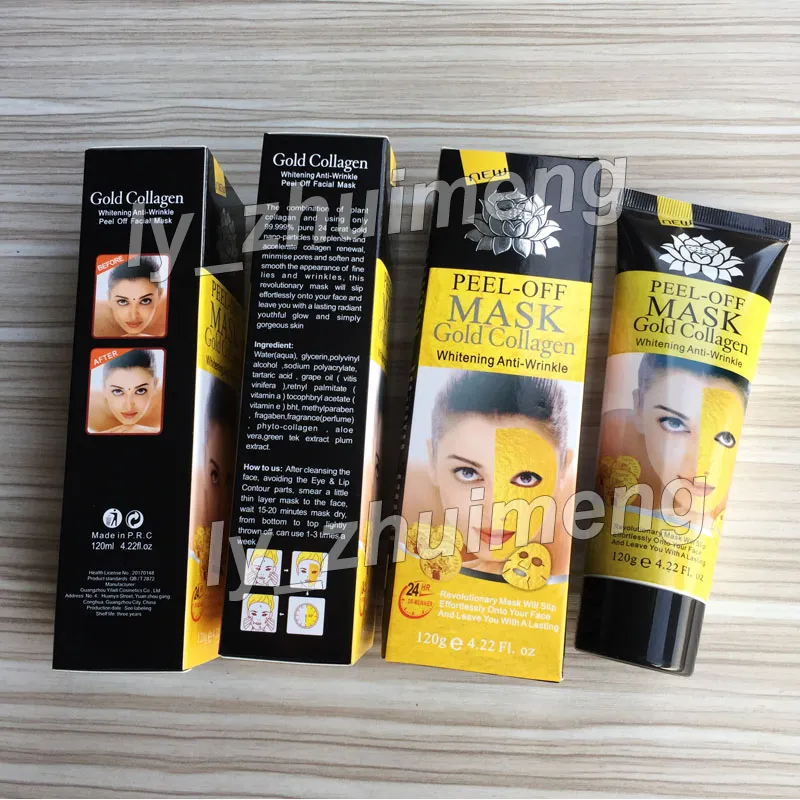 Skala av Mask Guldkollagen Deep Cleansing Pore Cleaner Golden Mask 120ml Renande Blackhead Remover Facial Mask Face Care Gratis DHL