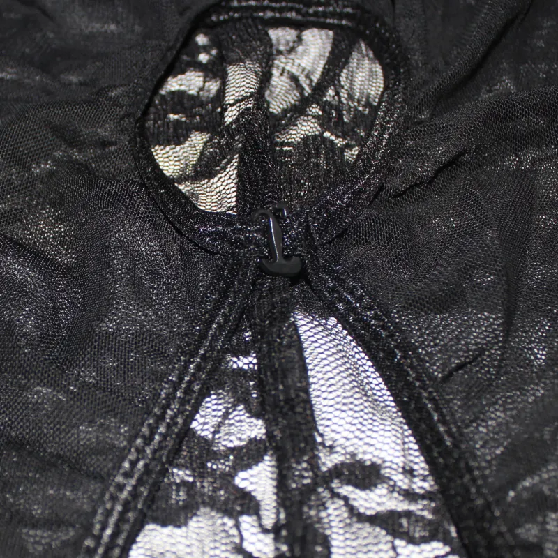 Open Cup Crotchless Sexy Underkläder Black Lace Deep_V Neck Babydoll Klänning Sex Underkläder Underkläder Sexiga Kostymer