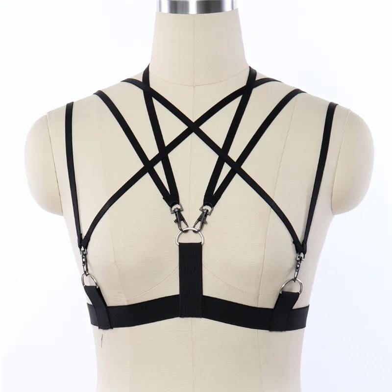 Womens Body Breast Hollow Out Harness Bra Body Cage Strappy Lingerie Gothic  Charm Tops Belt Punk Fashion Clothing