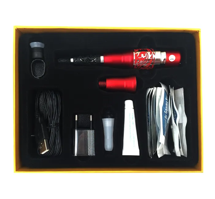 1 Ange Permanent Makeup Dragon Machine Kit Tattoo Gun Needles Caps Komplett Kosmetiska Tatuering Kit För Tatuering Ögonbryn Läpp Eyeliner