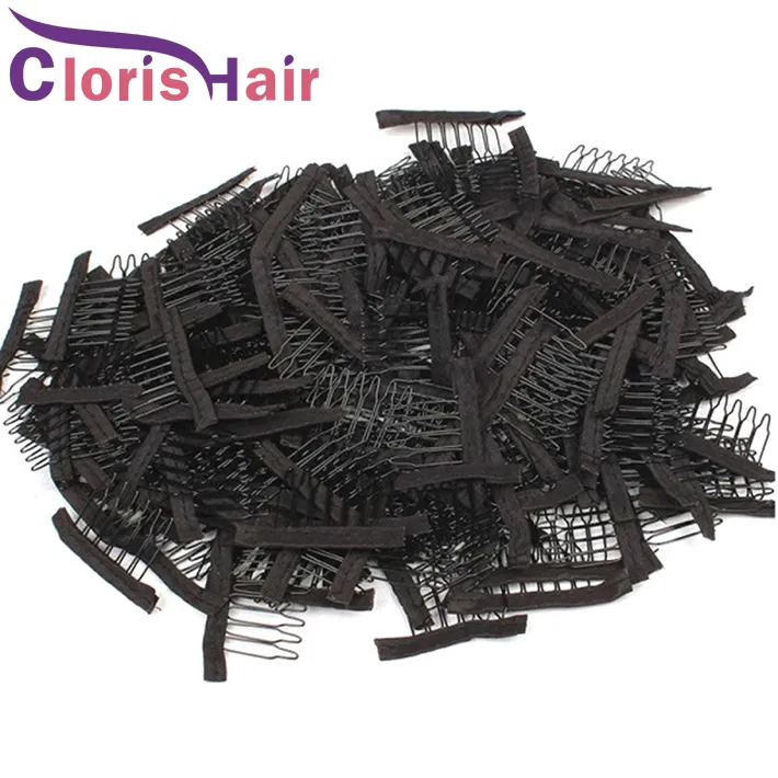 Stainless Steel Lace Wig Clips 6 Teeth Polyester Durable Cloth Wig Combs For Hairpiece Caps Wig Accessories Hair Extension Tools 10-