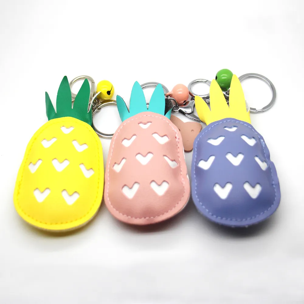PU leather plant pattern pendant plus color bell with key chain fashion personality key chain spot wholesale
