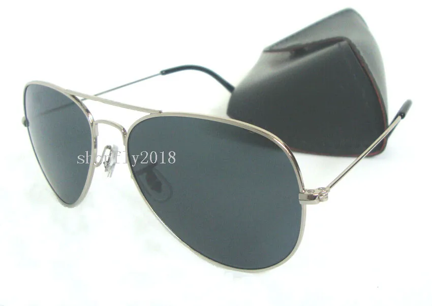 Classic Pilot Sunglasses para homens de óculos de metal feminino Eyewear Gold Black 58mm 62mm Lentes de vidro com case preta1424997