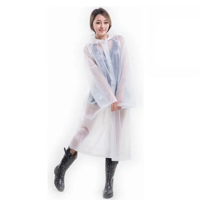 Fashion Women Transparent Raincoat Poncho Portable Environmental Light Raincoat Long Use Rain Coat