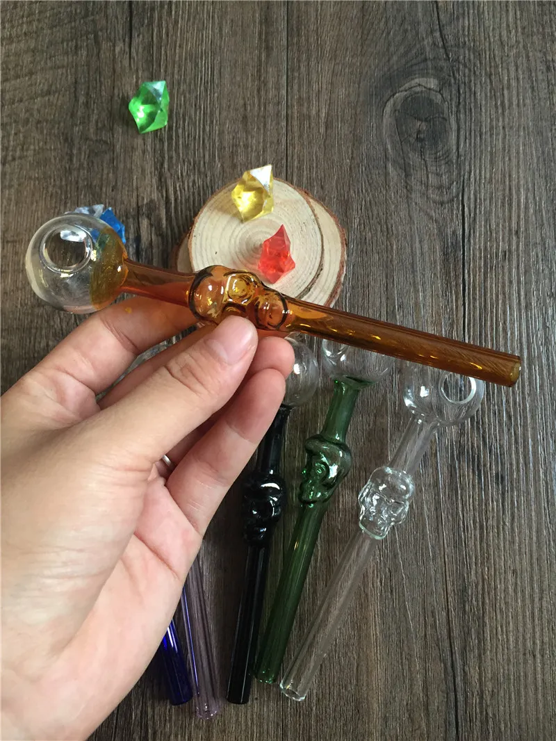 Alta qualidade Crânio Queimador de Tubo De Vidro Tubo De Fumaça de vidro Pyrex bubbler grande Queimador de Óleo Bongo De Vidro Tubos de Água Portátil Mini Tubos de Tubo de Óleo Rig