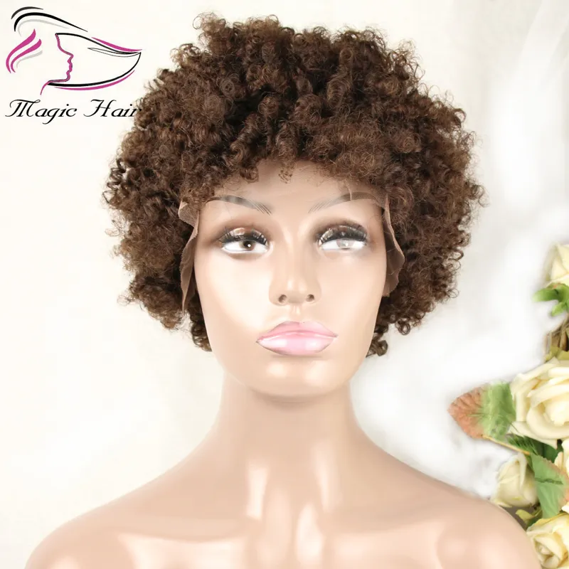 Evermagic cheveux afro crépus bouclés perruque brésilienne remy perruques pour les femmes noir naturel cheveux afro perruques de cheveux humains couleur 4 # livraison gratuite