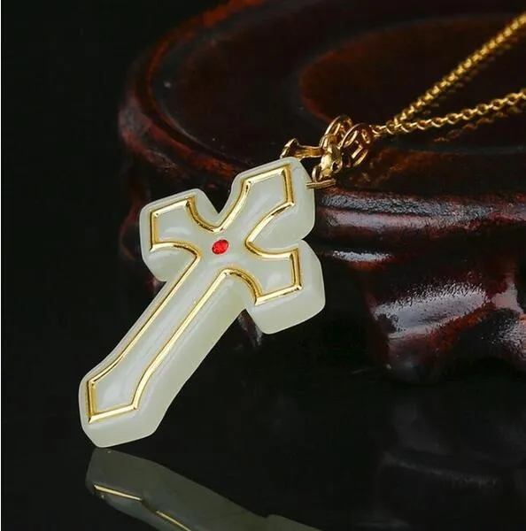 Krzyż Jezus Jade Wisiorki do męskiej kobiety powodzenia naszyjnik gorąca biżuteria sprzedaży