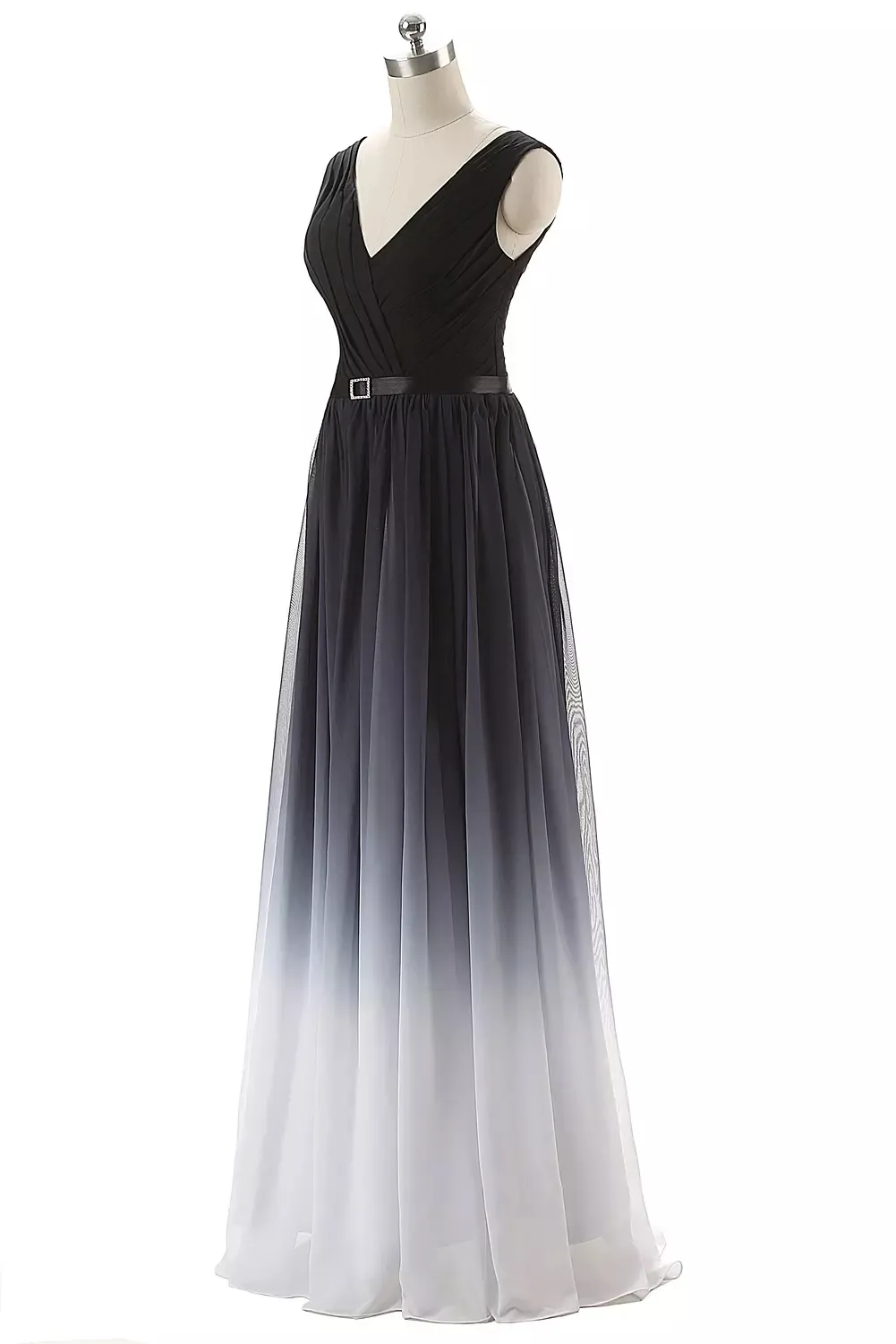 2021 Plus Size Ombre Chiffon Ombre Formal dress - A-Line, Floor-Length, Formal Evening Party Bridesmaid Gown (QC1228)