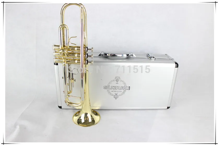 SUZUKI Drop B Instruments Surface Electrophoresis Gold Bb Trumpet Brand Musical Instrument With Metal Case Free Shipping