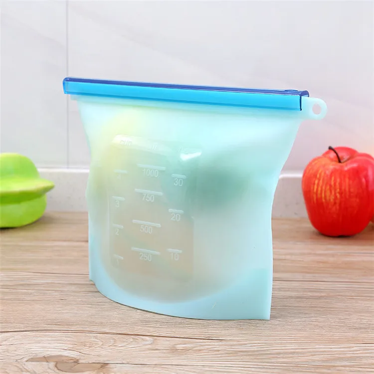 Reusable Vacuum Food Sealer Silicone Storage Bag Container Kitchen Fridge Storage Bag for Microwave Oven Dishwasher Refrigerator